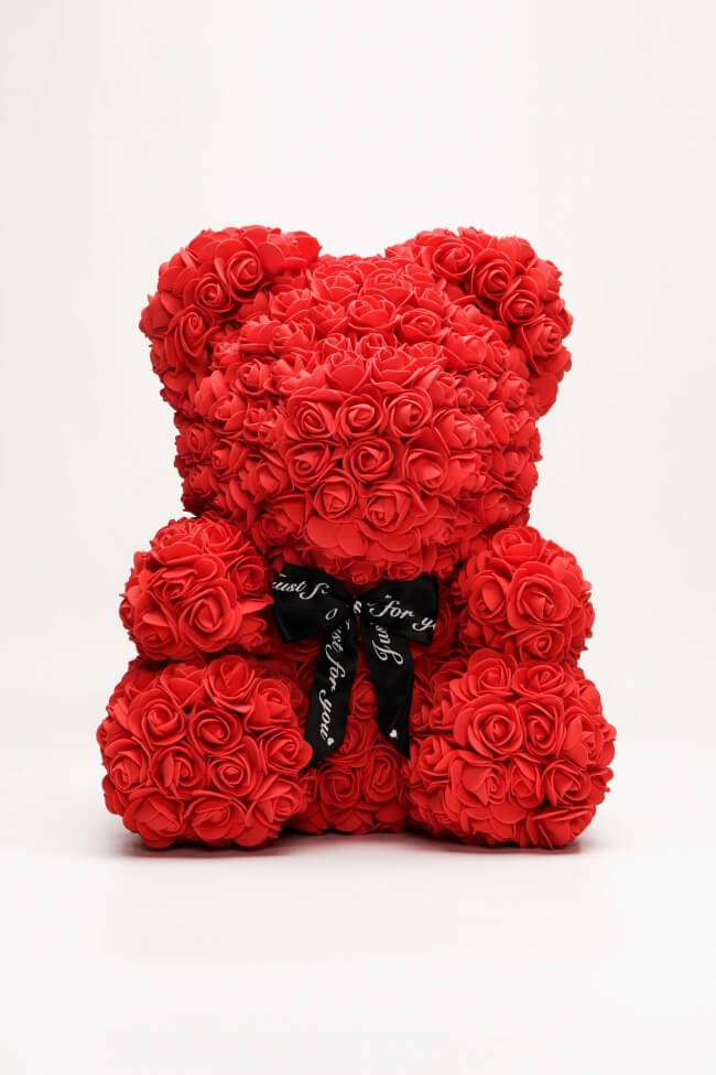 Αρκουδάκι από Τεχνητά Τριαντάφυλλα 40cm