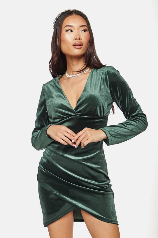 Φόρεμα Velvet με Ενίσχυση & Σούρες